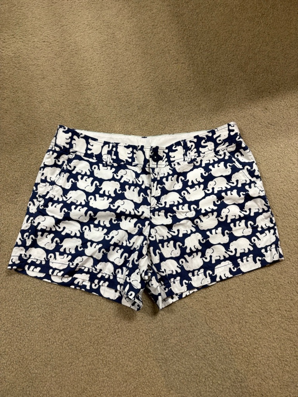 Lilly Pulitzer Navy and White Elephant Print Bermuda Shorts